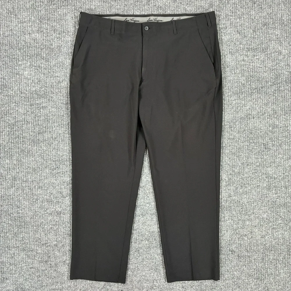 Ben Hogan Mens Golf Pants Size 40x30 Black Flat Front Casual Stretch Mid Rise